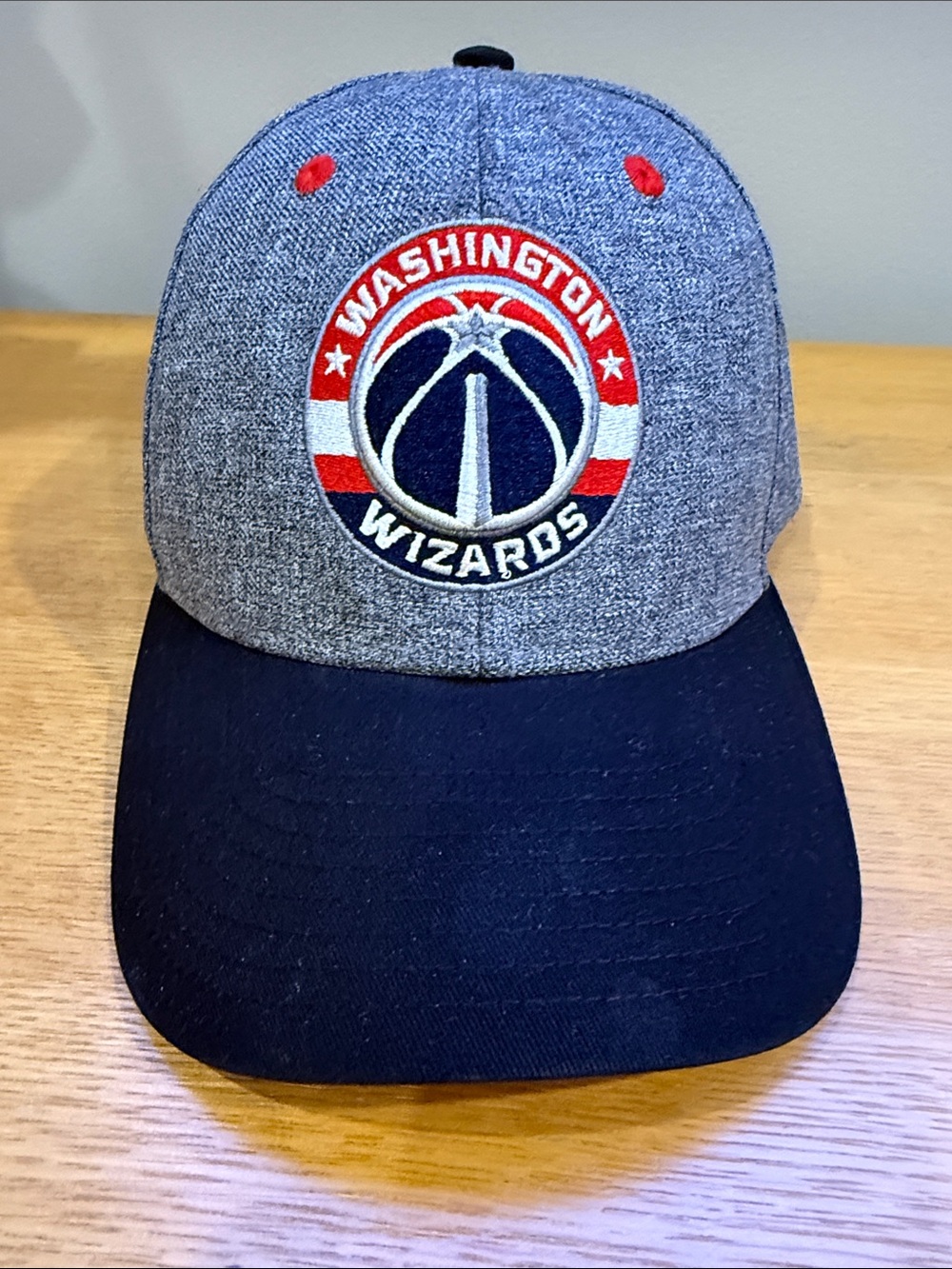 NBA Washington Wizards Gray and Navy Logo Hat with Red Accents